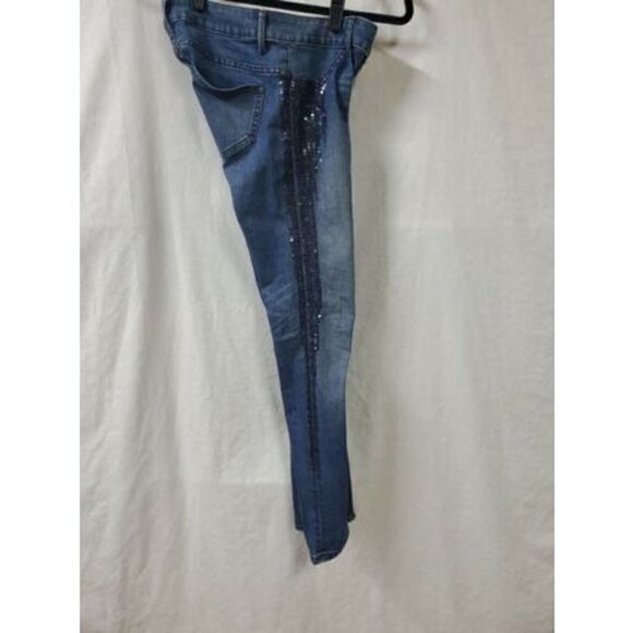 VS Siren Blue Sequin Skinny Jeans Size 4 - Picture 9 of 11
